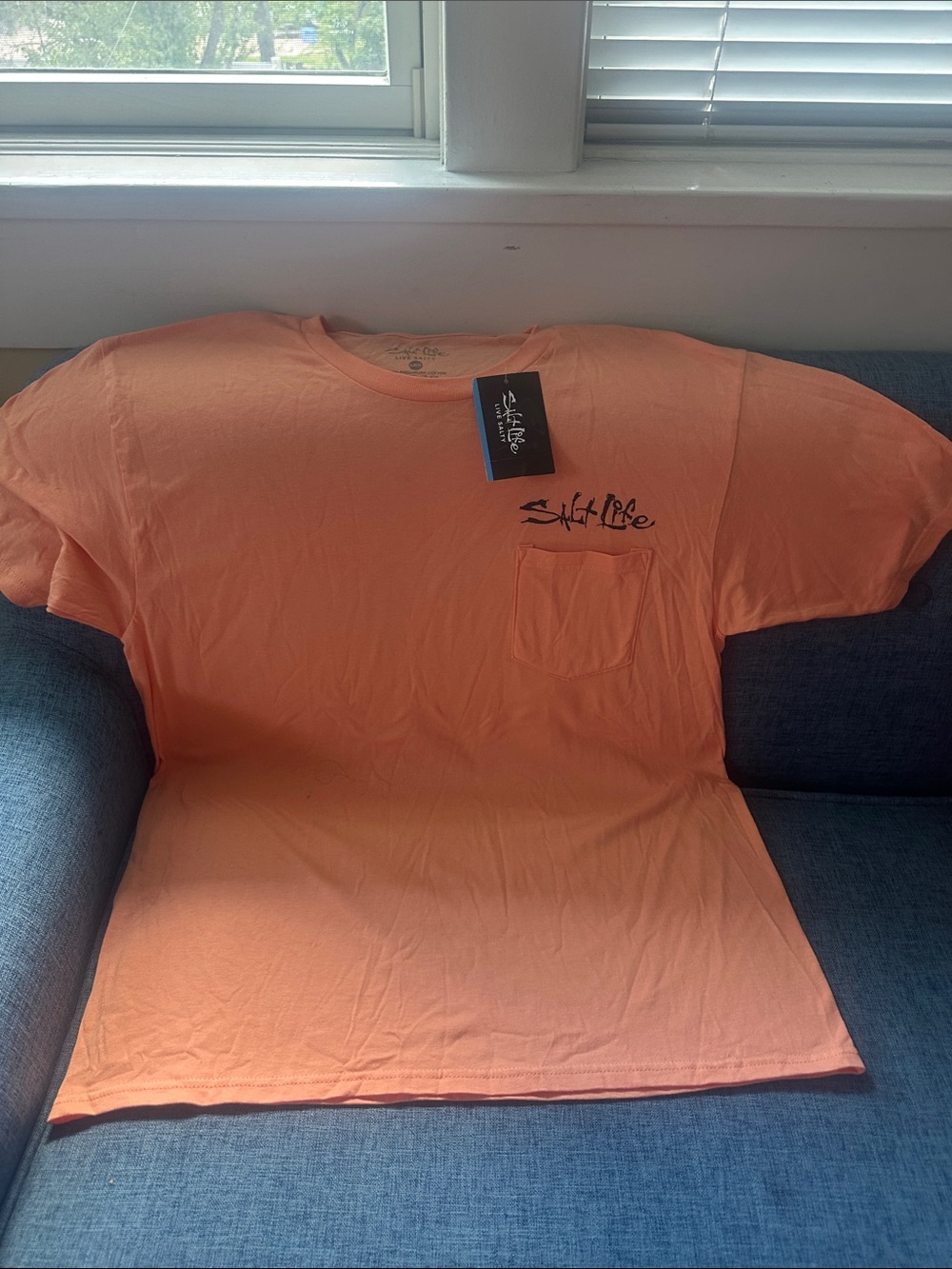 Salt Life Short Sleeve Pocket Tee in Coral